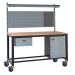 Mobile Heavy-Duty Workbench - Beech Top H.840 W.1800 D.750mm - Single Drawer, Storage Cupboard, 760mm Rear Support Posts, Louvre Panel & Laminate Upper Shelf
