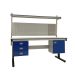 Premium Electric Height Adjustable Workbench - Laminate Top H.840 W.1200 D.750mm - Storage Cupboard, Triple Drawer Unit, 760mm Rear Support Posts, Louvre Panel & Laminate Upper Shelf