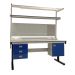 Premium Electric Height Adjustable Workbench - Laminate Top H.840 W.1800 D.750mm - Storage Cupboard, Triple Drawer Unit, 1180mm Rear Support Posts, Service Duct Worktop Fitting, Light & Tool Rail Support, LED Light, Louvre Panel & Laminate Upper Shelf