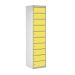 Laptop & Tablet Storage Locker - 10 Compartments, 10 Doors - Yellow Doors - H.1800 W.450 D.450