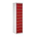 Laptop & Tablet Storage Locker - 10 Compartments, 10 Doors - Red Doors - H.1800 W.450 D.450
