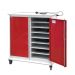 Laptop Charging Trolley - 16 Compartments, 2 Doors -  Red Doors - H.1200 W.1040 D.660