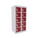  Dual USB Phone Charging Locker - H.940 W.450 D.380mm - Solid Door - 10 Compartments - Tamarillo Red
