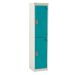 Spectrum School Locker - 2 Compartment - Lagoon Blue Doors - H.1365 W.300 D.300