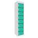  Dual USB Tablet Charging Locker - H.1800 W.380 D.380mm - 8 Compartment, 8 Door - Lagoon Blue