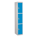 Secure Locker - Light Blue Doors - H.1800 W.380 D.380 - 3 Compartment