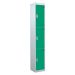 Standard Locker - 3 Compartment - Green Doors - H.1800 W.300 D.450