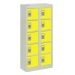 Wall-Mounted Personal Effects Locker - 10 Compartment - Yellow Doors - H.940 W.450 D.190 