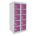 Dual USB Phone Charging Locker - H.940 W.450 D.380mm - Solid Door - 10 Compartments - Summer Lilac