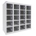 Dual USB Phone Charging Locker - H.940 W.900 D.380mm - Perspex Door - 20 Compartments