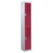 Perforated Door Locker - 2 Compartment - Red Doors - H.1800 W.300 D.300
