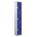 Perforated Door Locker - 3 Compartment - Dark Blue Doors - H.1800 W.300 D.450