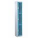 Perforated Door Locker - 3 Compartment - Light Blue Doors - H.1800 W.300 D.300