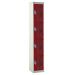 Perforated Door Locker - 4 Compartment - Red Doors - H.1800 W.300 D.300