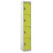 Standard Locker - 4 Compartment - Yellow Doors - H.1800 W.380 D.380