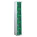Perforated Door Locker - 5 Compartment - Green Doors - H.1800 W.300 D.450