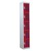 Perforated Door Locker - 5 Compartment - Red Doors - H.1800 W.300 D.300