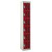 Perforated Door Locker - 6 Compartment - Red Doors - H.1800 W.300 D.300