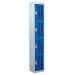 Perforated Door Locker - 4 Compartment - Dark Blue Doors - H.1800 W.300 D.450