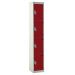Standard Locker - 4 Compartment - Red Doors - H.1800 W.300 D.300