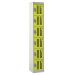 Perforated Door Locker - 6 Compartment - Yellow Doors - H.1800 W.450 D.450