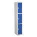 Secure Locker - Dark Blue Doors - H.1800 W.300 D.300 - 3 Compartment