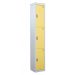 Steel Splash Locker - 3 Compartment - Yellow Doors - H.1800 W.300 D.300
