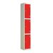 Laminate Splash Locker - 3 Compartment - Spectrum Red Doors - H.1800 W.300 D.300