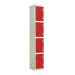 Laminate Splash Locker - 4 Compartment - Spectrum Red Doors - H.1800 W.300 D.450