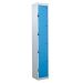 Padlock Locker - Light Blue Doors - H.1800 W.300 D.450 - 4 Compartment