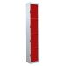 Padlock Locker - Red Doors - H.1800 W.300 D.450 - 4 Compartment