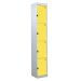 Padlock Locker - Yellow Doors - H.1800 W.300 D.450 - 4 Compartment