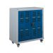 Mobile Perforated Cupboard - 2 Shelves - Dark Blue Doors - H.1040 W.900 D.610