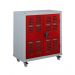 Mobile Perforated Cupboard - 2 Shelves - Red Doors - H.1040 W.900 D.610