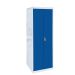 Police Service Locker - H.1800 W.600 D.450mm - Solid Door - 2 Compartment with coat rail, 2x capative coat hangers and lower shelf 