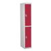 Secure Locker - Red Doors - H.1800 W.300 D.450 - 2 Compartment