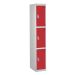 Secure Locker - Red Doors - H.1800 W.380 D.380 - 3 Compartment