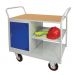 Mobile Maintenance Trolley -  MDF Worktop - Fitted With Dark Blue Cupboard & Side Shelf - H.1050 W.900 D.600