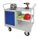 Mobile Maintenance Trolley -  Steel Worktop - Fitted With Dark Blue Cupboard & Side Shelf - H.1050 W.1200 D.600