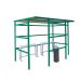 Traditional Smoking Shelter - Clear Perspex Back - Green - 9 People - H.2180 W.2450 D.2500