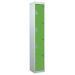 Spectrum Locker - 4 Compartment - Sublime Lime Doors - H.1800 W.300 D.450