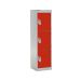 Spectrum School Locker - 3 Compartment - Tamarillo Red Doors - H.1235 W.380 D.380