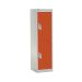 Spectrum School Locker - 2 Compartment - Tangelo Orange Doors - H.1235 W.380 D.380