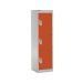 Spectrum School Locker - 3 Compartment - Tangelo Orange Doors - H.1235 W.300 D.450