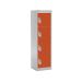 Spectrum School Locker - 4 Compartment - Tangelo Orange Doors - H.1235 W.300 D.450