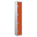 Spectrum Locker - 4 Compartment - Tangelo Orange Doors - H.1800 W.300 D.450