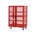 Boxwell Trolley With Doors - Red - Plywood Shelves - H.1355 W.900 D.600  