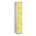 Secure Locker - Yellow Doors - H.1800 W.380 D.380 - 3 Compartment